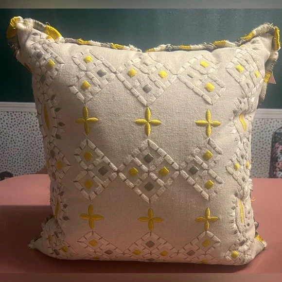 Anthropologie Georgia Cotton Embroidered Pillow - Picture 5 of 12